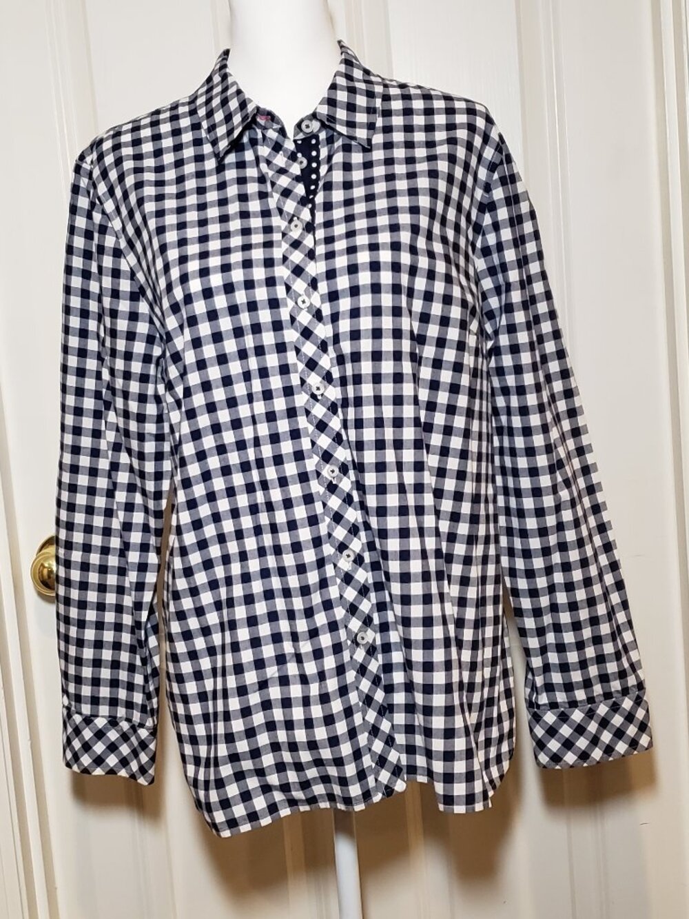 Talbots 100% Cotton XL Petite blue checkered shirt